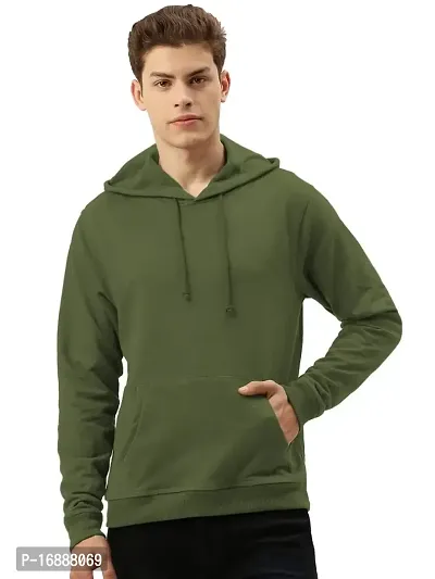 savsons Men's Plain Hoodie: Classic, Comfortable, Versatile, Perfect for Casual Wear Olive Green-thumb0