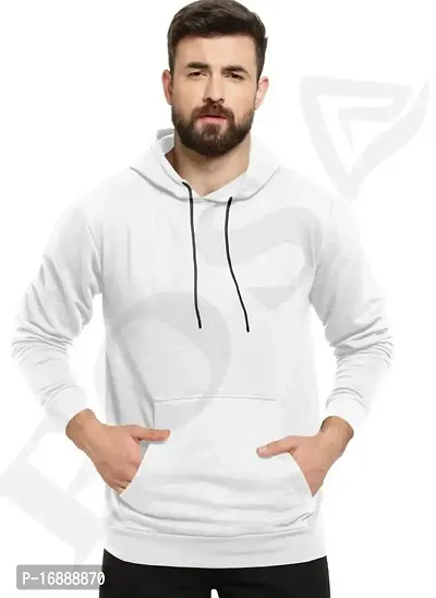 savsons Men's Classic Hooded Sweatshirt, A Timeless and Comfortable Basic Wardrobe Essential White-thumb2