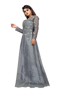 Jash Creation Women Net Anarkali Gown (Grey)-thumb3