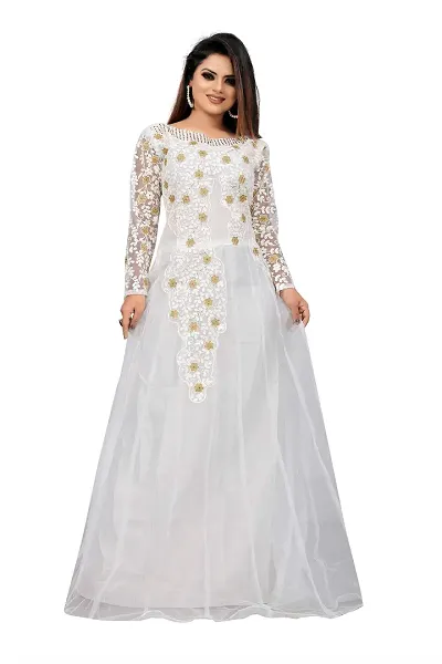 Stylish Net Embellished Ethnic Gown