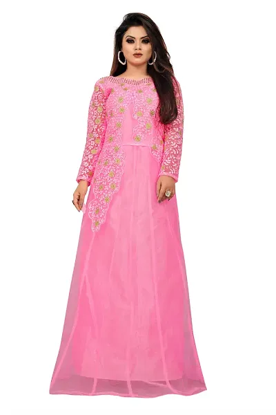 Stylish Net Embellished Ethnic Gown