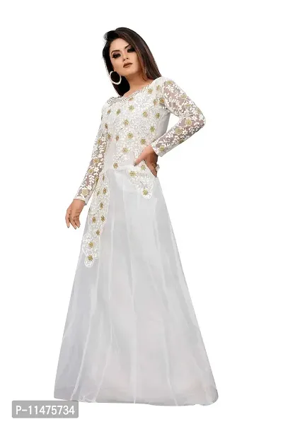 Jash Creation Women Net Anarkali Gown (White)-thumb4