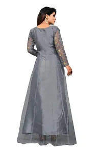 Jash Creation Women Net Anarkali Gown (Grey)-thumb1