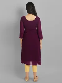 Women Embroidered Georgette Straight Kurta-thumb1