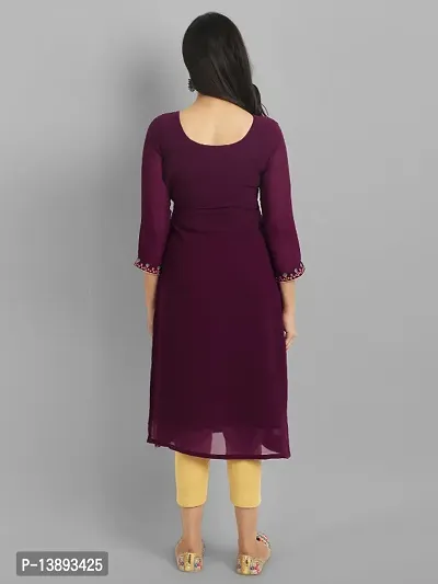 Women Embroidered Georgette Straight Kurta-thumb2