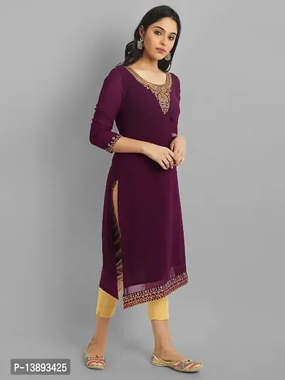 Women Embroidered Georgette Straight Kurta-thumb3