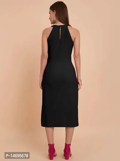 Trendy Black Polyester Bodycon Dress for Women-thumb2