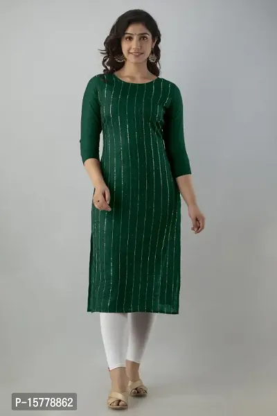 Women Embroidered Cotton Rayon A-line Kurta-thumb0