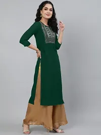 Women Embroidered Cotton Rayon A-line Kurta-thumb1