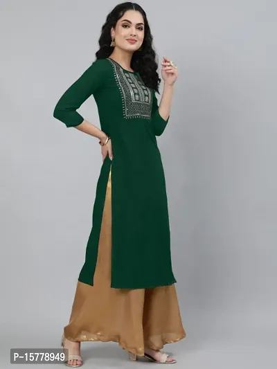 Women Embroidered Cotton Rayon A-line Kurta-thumb2