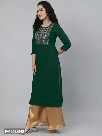 Women Embroidered Cotton Rayon A-line Kurta-thumb4