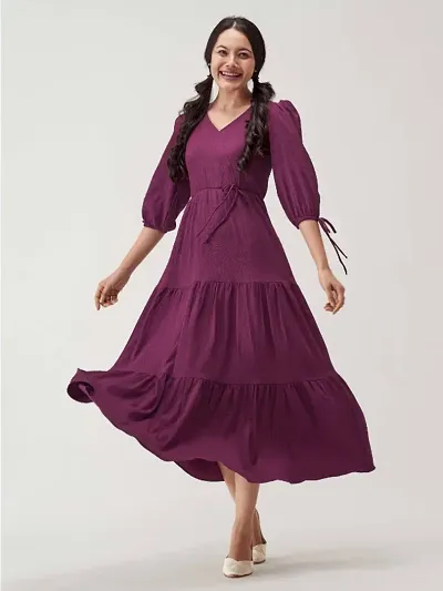 Femvy Designer Rayon Long Dress for Women 801