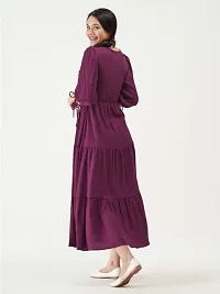 Women Fit and Flare Wine Dress-thumb3