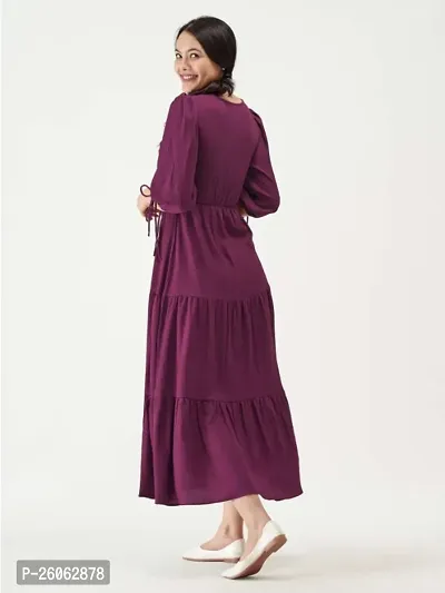 Women Fit and Flare Wine Dress-thumb4
