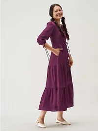 Women Fit and Flare Wine Dress-thumb2