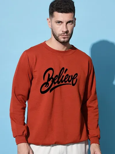 Moyzikh Men's Round Neck Sweatshirt(Belive-SWT-RUST-M_RUST_M)