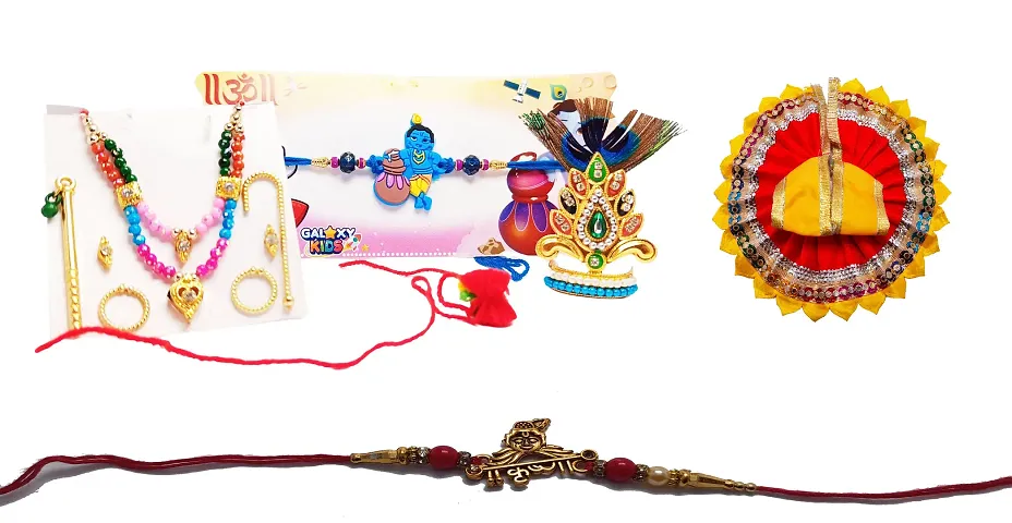 Combo of 2 Rakhi with Ladoo Gopal Singar Dress