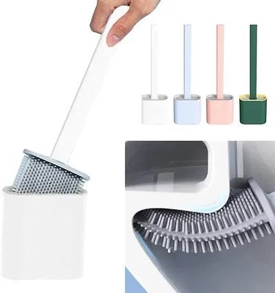 Silicone Material Toilet Brush with Hard Plastic Holder