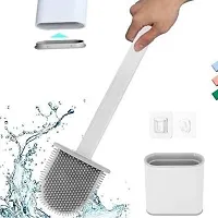 Glocal WEB Toilet Brush in Silicone Material with Hard Plastic Holder Comes with Slim Flex Brush Anti-drip Set, No-Slip Long Handle Soft Silicone Bristles (Multi Color)-thumb3