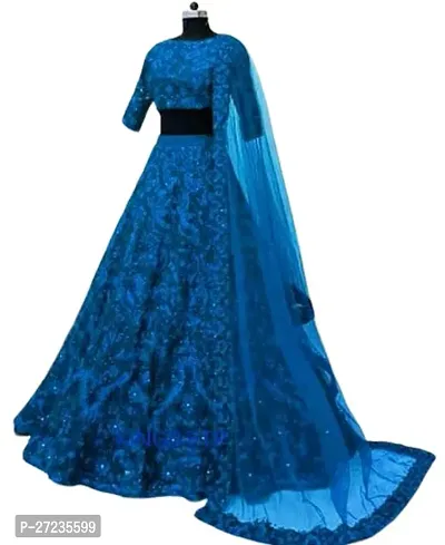 Stylish Blue Net Embellished Lehenga Choli Set For Women-thumb0