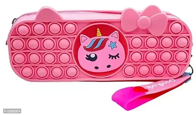 Pop It Pencil Box Pouch With Key Chain Pink Pouch