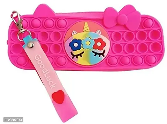 Pop It Pencil Box Pouch With Key Chain Pink Pouch