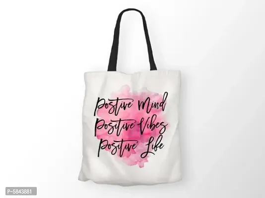 Positive-Mind, Vibes, Life Printed Canvas Tote Bag