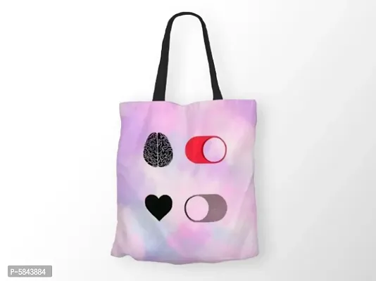 Brain On Heart Off Printed Canvas Tote Bag