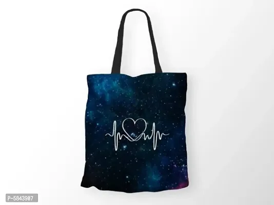 Heart Beat Printed Canvas Tote Bag