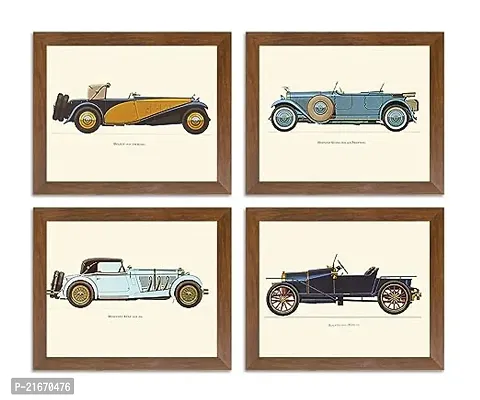 Classic Vintage Car, Bugatti-Mercedes-Delage-Hispano Framed Painting/Posters