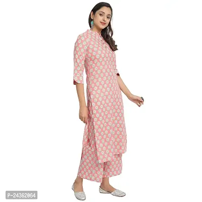 Ekara Women Peach Floral Print Straight Kurta Only-thumb3