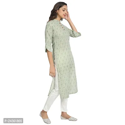 Ekara Women Sage Green Printed Straight Kurta-thumb3