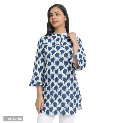 Ekara Women's Cotton Regular Short Kurti for Ladies/Printed Short Flared Kurti-thumb0