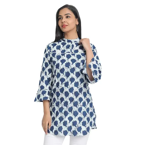 Ekara Women's Regular Short Kurti for Ladies/Printed Short Flared Kurti