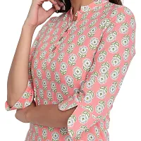 Ekara Women Peach Floral Print Straight Kurta Only-thumb4