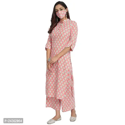 Ekara Women Peach Floral Print Straight Kurta Only-thumb4