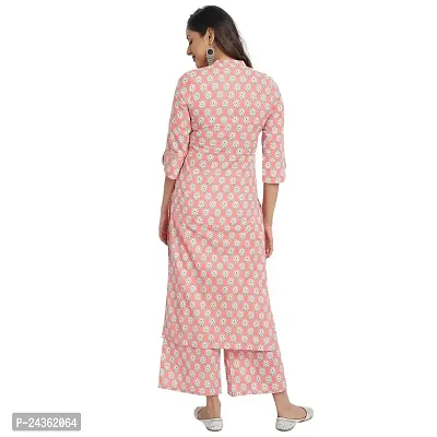 Ekara Women Peach Floral Print Straight Kurta Only-thumb2