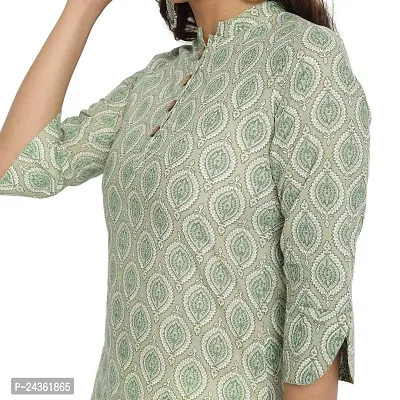 Ekara Women Sage Green Printed Straight Kurta-thumb5