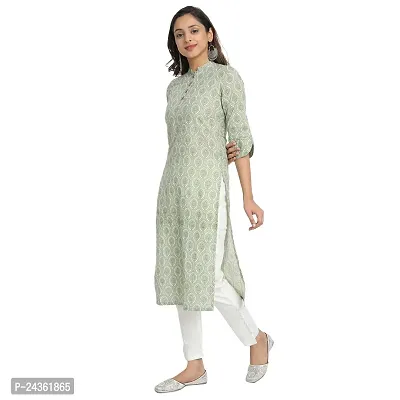 Ekara Women Sage Green Printed Straight Kurta-thumb4