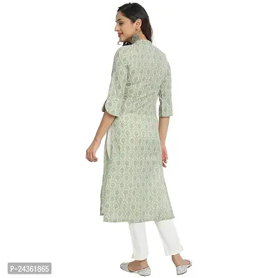 Ekara Women Sage Green Printed Straight Kurta-thumb2