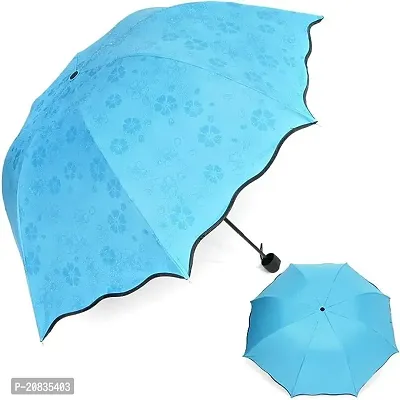 Magic Umbrella Changing Secret Blossoms Occur With Water Magic Print 3 Fold Umbrella (Blue)-thumb0