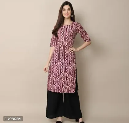 Trendy Straight Purple Printed Cotton Kurta For Women-thumb0