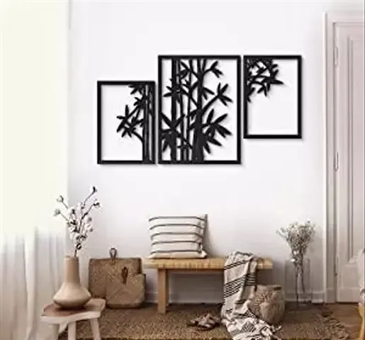Dream Decor Wooden Designer Black Bamboo Wall Art (3 Pieces) (32 inches x 18 inches)