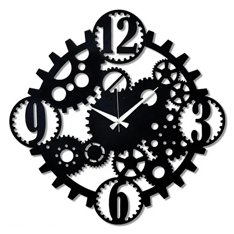 Designer Black Wooden Analog Wall Clocks