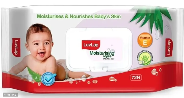 LuvLap Baby Moisturising Wipes with Aloe Vera, 72 wipes/pack with Lid  (72 Wipes)-thumb0