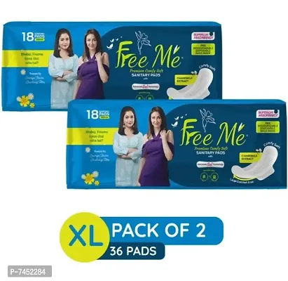 Free Me Premium Comfy Soft XL-36 Sanitary Napkin|Disposal Cover with each Pad Sanitary Pad (Pack of 2) 36 PCS-thumb0
