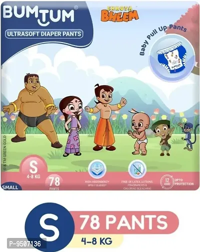 Bumtum Chhota Bheem Premium Baby Pull-Up Diaper Pants Small 4-8Kgs 78 Pcs-thumb0