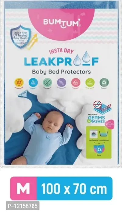 Bumtum Dry Sheet Instadry Leakproof Baby Bed Protector  Mat (Medium,  Blue)