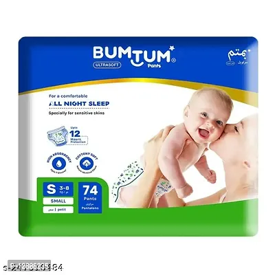 Bumtum Baby Diaper Pants with Leakage Protection - 4 to 8 Kg Small 74 Pieces
