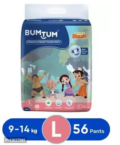 BUMTUM Chota Bheem Baby Diaper Pants with Leakage Protecti - L  (56 Pieces)-thumb0